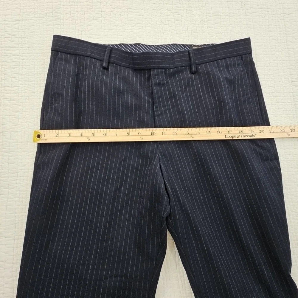 Banana Republic Dress‎ Pants Men's 36x32 Navy Blue Chalk Stripe Slim Fit Luxe